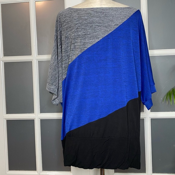 EUC Women’s Size 3X, I. N. Studio Heather Gray/Blue  & Black Diagonal Stripes - Picture 5 of 14